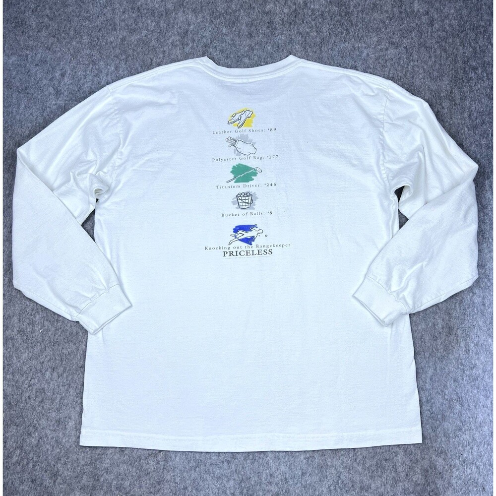 Vtg Aussie Ts Men's Golf Humor T-Shirt Priceless Graphic Long Sleeve White Sz XL